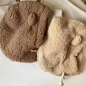 Gorro de lana con orejas de oso de dibujos animados y máscara, pasamontañas cálido y grueso para invierno, protección para las orejas, gorros de otoño para mujer y niña - Product Image 5