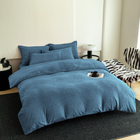 Parure de lit 3 pièces en polyester tissé haute densité, couleur beige, avec housse de couette et couvre-lit en polaire, 300 fils au pouce carré