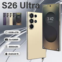 Téléphones à grande mémoire S26 Ultra Smartphones 22 Go + 2 To Double SIM 72+108 MP Téléphone portable Déverrouillage facial Android 15 Téléphone 5G