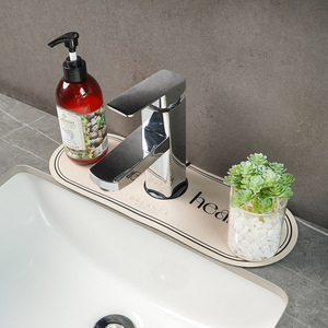 Diatom <b>Mud</b> Faucet <b>Mat</b> Oval Milky White And Gray Waterproof Mildew Proof Bath Sink <b>Mat</b> - Product Image 2