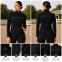 Veste d'entraînement équestre pour femmes, fermeture éclair intégrale, haut d'équitation avec logo en cristal scintillant, veste technique brossée chaude et confortable