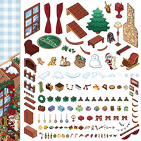 Usine en gros de haute qualité personnalisé découpé mignon dessin animé cadeau de noël maison autocollants chambre décoration autocollants