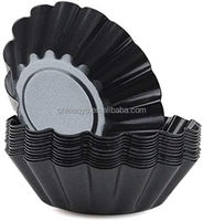 Moule à tartelettes miniatures antiadhésives en acier au carbone, à rainures en forme de fleur, résistantes au four, pour la préparation de desserts et de tartelettes aux œufs à la maison