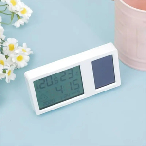 Wholesale Desktop Temperature <b>Humidity</b> <b>Meter</b> with LCD Screen Time Date Week Display Indoor Thermometers Hygrometer Solar Powered - Product Image 6