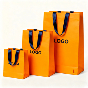 Borsa della spesa di carta artistica di lusso con Logo personalizzato con manici a nastro per Boutique, abbigliamento e confezione regalo - Product Image 2