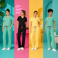 Ensemble de blouses d'infirmière extensibles dans 4 directions, uniforme professionnel à col en V avec plusieurs poches, ensembles d'uniformes personnalisés pour hôpital