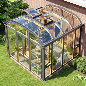 Solárium de Vidrio de Aleación de Aluminio de Doble Curvatura Hecho en China Directo de Fábrica, Montado en la Pared, para Dormitorio, Garaje Exterior, Atrio - Product Image 1