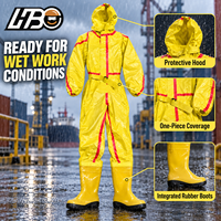 HBC Einteiliger Wasserdichter Sicherheits-Regenanzug mit Kapuze Vollständige Abdeckung Industrieller Arbeits-Regenoverall mit Hoher Sichtbarkeit