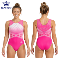 Justaucorps de gymnastique noir sans manches pour femme, avec logo brodé en strass dégradé personnalisé, extensible, pour la compétition et l'entraînement