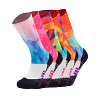 Chaussettes de vélo unisexes à haute élasticité Chaussettes de compression colorées pour hommes et femmes
