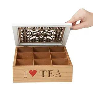Изготовленный на заказ деревянный ящик для чайного пакетика Органайзер держатель с деревянным цветочным узором декоративные деревянные чайные коробки
