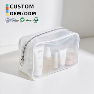 TPU PVC <b>Makeup</b> <b>Bag</b> Tall Design for Skincare Lotion Organizer <b>Transparent</b> Wash <b>Bag</b> With Logo for Travel and Bathroom - Product Image 1
