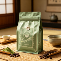 Sachet à café en aluminium haut de gamme, imprimé en héliogravure, résistant à l'humidité, à fond plat, scellé sur huit côtés, 2 lb