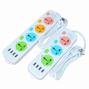 European Plug 3 Gang Electric Power Board Strip Extension Cord Socket with USB Port