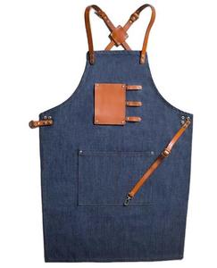 Grembiule Senza Maniche in Denim e Tela per Caffetteria, Fiorista, Parrucchiere, Ristorante, Bar - Unisex NIU WEI LI BC1067 - Product Image 1