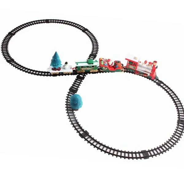 Giocattoli di natale 2021 Battery Operated Ferroviaria Ferroviario Treno Elettrico set Giocattoli Vagone ferroviario Suono Luce Di Natale Pista del Treno Giocattolo