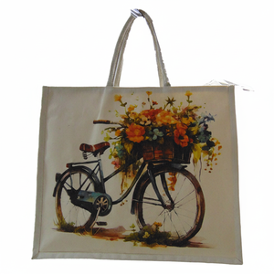 Sac fourre-tout en toile personnalisé avec photo géométrique laminée, motif floral, impression numérique, grande taille, utilisation en extérieur, poignée en coton, fermeture à glissière - Product Image 1