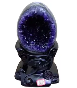 批发天然紫水晶geode恐龙蛋形水晶簇宝石乌拉圭紫水晶风水装饰石材