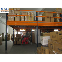 Plateforme de mezzanine robuste à montage direct en usine avec escalier, rayonnages de stockage métalliques pour entrepôt et atelier