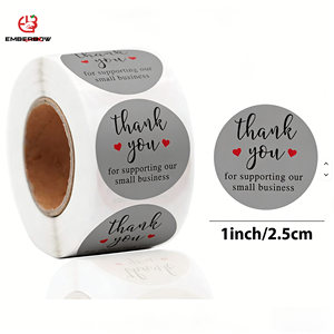 EBB Custom Waterproof Round Adhesive Stickers Thank You <b>Labels</b> 1 Inch Glossy Sticker Rolls for Candle Gift Packaging - Product Image 1
