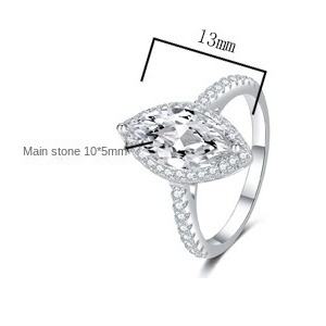 خاتم خطوبة ووعد من الفضة عيار 925 من المصنع، مرصع بحجر الموزانيت بقطع ماركيز 2 قيراط VVS1 عالي الجودة - Product Image 6