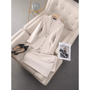 Women's Black Suit <b>Set</b> Full Sleeve Worsted Anti-Wrinkle Business Commute Interview <b>Office</b> Lady Workwear - Product Image 3