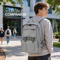 Sac à dos étudiant grande capacité avec logo personnalisé, en polyester imperméable, sac d'école multicouche, sac à dos de voyage pour ordinateur portable avec faible MOQ