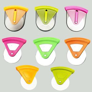 Compact Triangular Stainless Steel Pizza <b>Wheel</b> Cutter <b>Plastic</b> Handle Multi-Color Portable Slicing Tool Safety Cover Kitchen - Product Image 2