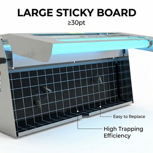 Trappola per Insetti UV in Acciaio Inox con Pannello Adesivo, Luce UV Elettrica per il Controllo di Zanzare e Parassiti Volanti in Interni - Product Image 5