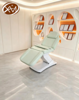 Fauteuil Esthétique Électrique Moderne en Cuir PU Vert Clair, Lit Facial Multi-Angles Réglable pour Clinique Médicale et Institut de Beauté