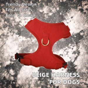 Beige Fashion Polyester Adjustable Dog Harness with Hook & Loop Closure - Product Image 2