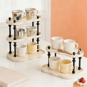 Retro Style Cup Holder 3 Tier White Multi Function <b>Kitchen</b> Storage <b>Rack</b> For Tea Coffee Living Room - Product Image 3