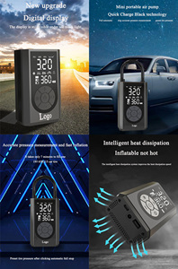 Pompe à <span class=keywords><strong>air</strong></span> électrique miniature portable, pompe à main rechargeable, trois fonctions, batterie externe, utilisation sans fil et filaire, gonfleur de pneus de voiture - Product Image 2