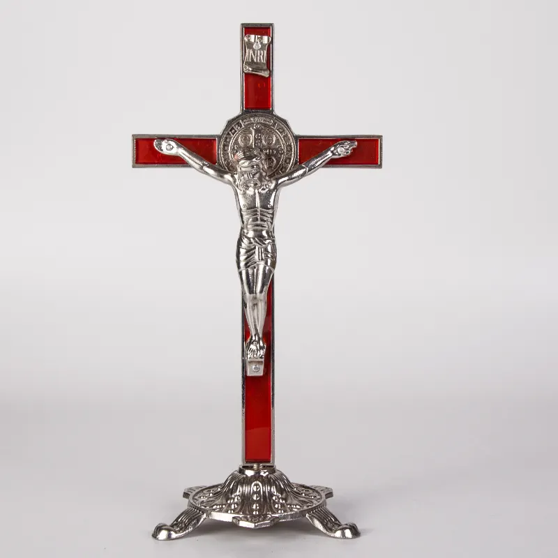Crucifix religieux en métal avec jésus religieux, décoration avec une croix murale catholique, vente en gros, chinois