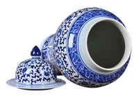 Vase en céramique bleu et blanc antique avec couvercle, décoration intérieure classique chinoise, vase de table pour la maison