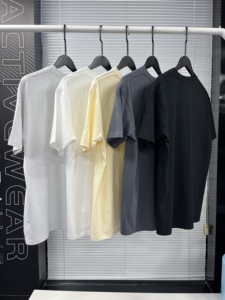 เสื้อยืดสตรีทแวร์ผ้าฝ้ายคุณภาพสูงทรงปกติ พิมพ์ลายโลโก้ได้ตามต้องการ เสื้อยืดสีขาวเนื้อหนาสำหรับผู้ชาย - Product Image 3