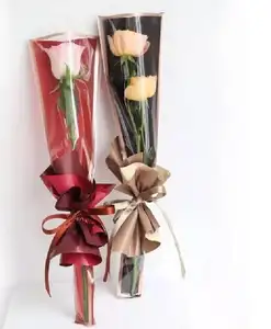 Bouquet Floral Rose En Plastique Emballage Unique Rose OPP Transparent Frais Emballage Fleur Manches Fleurs Sac
