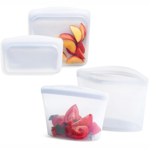 New Custom Printed Leakproof Platinum Square Food Grade Silicone <b>Storage</b> Bags Zipper Freezer Safe Reusable BPA Free Durable - Product Image 1