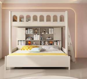 Деревянная двухъярусная кровать для малогабаритной квартиры, детская, с разной высотой спальных мест, трансформируемая, современный дизайн, для детей 2-4 лет - Product Image 5