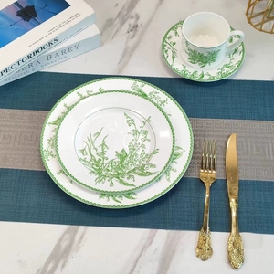Wholesale Luxury Bone China <b>Dinnerware</b> <b>Sets</b> Sustainable Gold Porcelain with Plant Pattern Elegant <b>Dinnerware</b> Kits for Home Use - Product Image 4