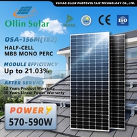 Panneau solaire de type N de haute qualité 580W en silicium monocristallin à demi-cellule, panneau solaire à double vitrage à haute efficacité