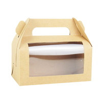 Handheld White Cardboard and Kraft Paperboard Cake Roll Packaging Box with Transparent Window for Bakery Dessert Packaging