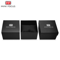 MINI FOCUS Boîte à montre de style professionnel en alliage de haute qualité avec bracelet en cuir, cadran en verre et aiguilles, coffret cadeau original