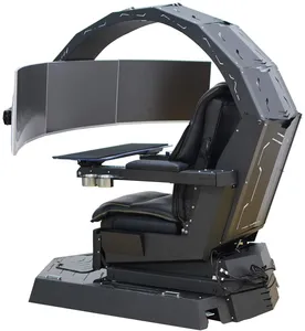 Silla de Juego Ergonómica Plegable RGB de Triple Monitor, Diseño Integrado de Cabina, Fabricada en China - Product Image 1