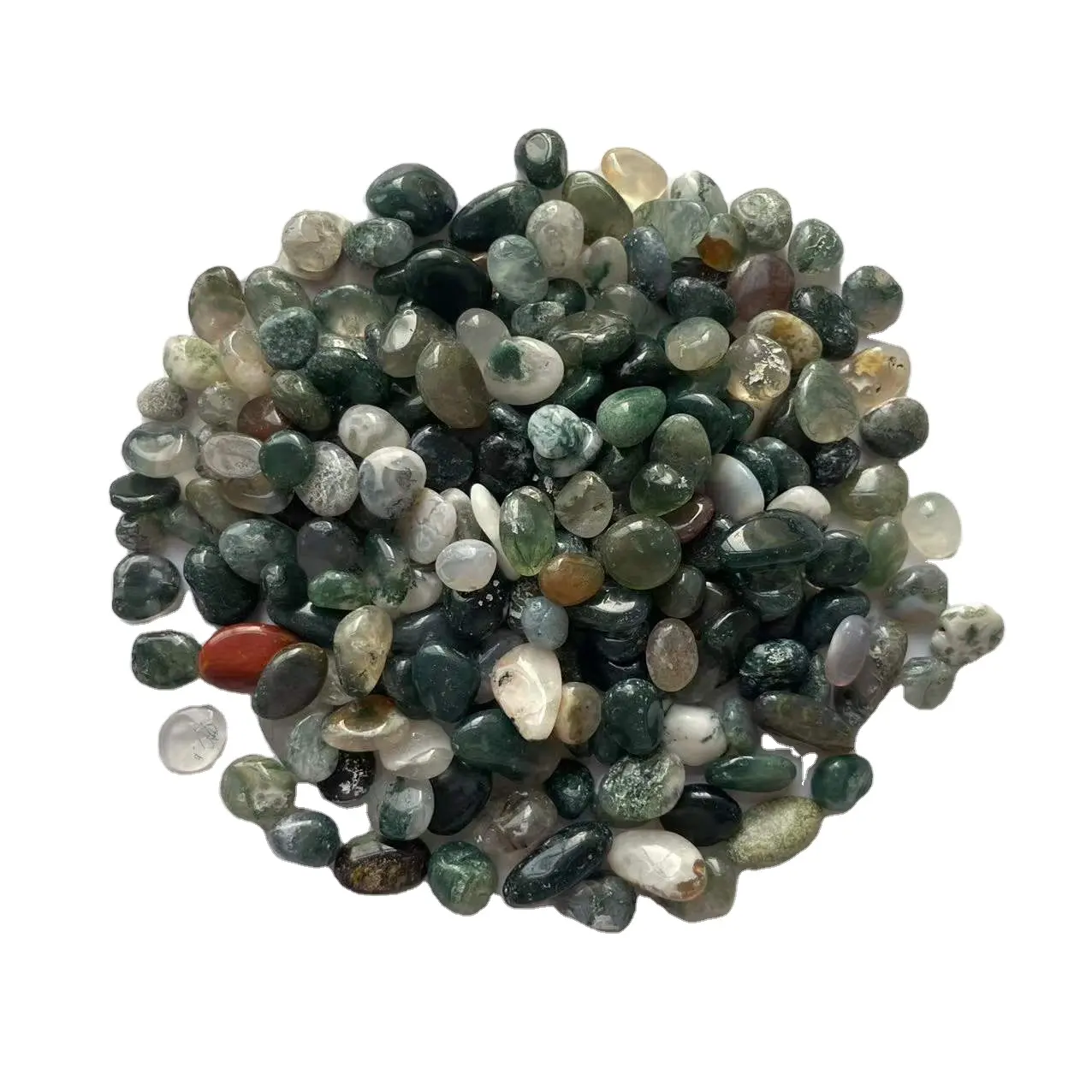 Wholesale price high quality crystal dendritic quartz stone moss agate tumbled stones