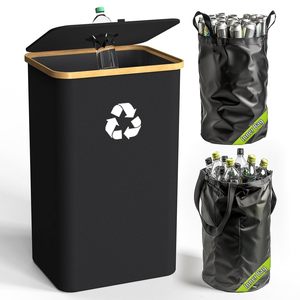 Seau de collecte pliable en plastique rectangulaire de 100 L, type pression, pour bouteilles retournables, avec sac de transport XXL pour la récupération des déchets vides - Product Image 1