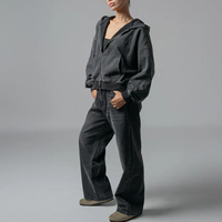 Vestes de survêtement zippées complètes personnalisées en usine Sweats à capuche pour hommes en éponge française brossée à l'acide