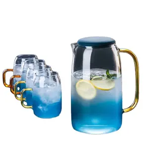 Zomer Drinken Koude Ketel Hittebestendig Glas Thee Pot Set Drinkwaren Kantoor Grote Capaciteit Water Thee Glas Cups Set