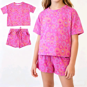 Conjuntos de Ropa para Hermanas, Camiseta y Pantalones Cortos de Verano para Niños, Diseño Casual Personalizado, Algodón y Elastano, 2 Piezas - Product Image 1