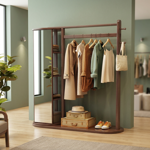 Perchero Moderno de Madera con Ganchos y Estantes, Mueble de Almacenamiento Independiente para Dormitorio o Sala de Estar - Product Image 3